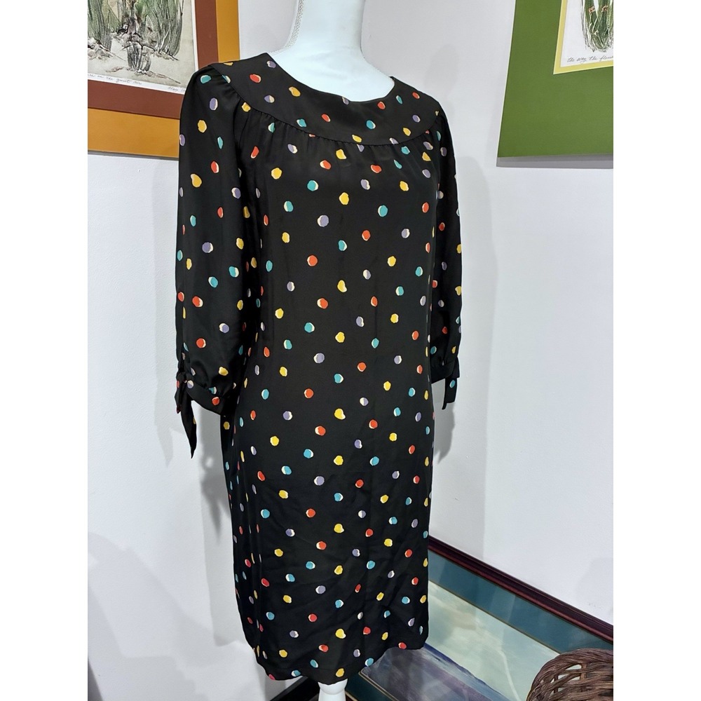 Vintage 1980s Oscar de la Renta Miss O 100% Silk Polka Dot Dress B Altman Sz 12